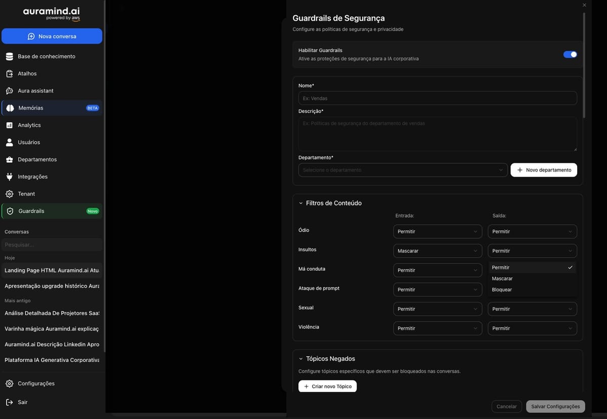 Auramind.ai lança Guardrails de Segurança e Privacidade para IA Generativa Corporativa